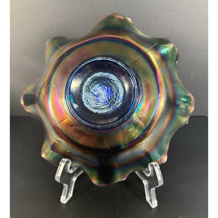 Fenton Cobalt Blue Carnival Glass Acorn 7½" Dish Collectible