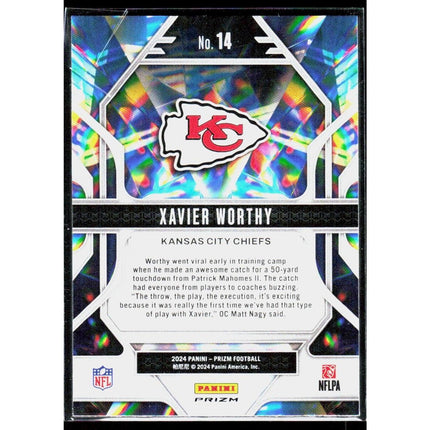 Xavier Worthy 2024 Panini Prizm Prizmatic Green Ice Prizm #14 Kansas City Chiefs