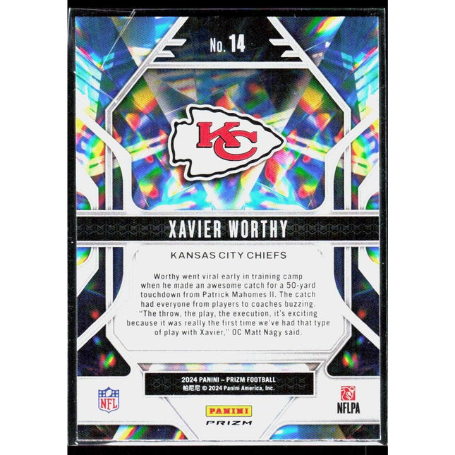 Xavier Worthy 2024 Panini Prizm Prizmatic Green Ice Prizm #14 Kansas City Chiefs