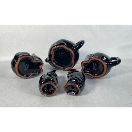 1951 Shafford Redware Black Cat Serving Set – Coffee Sugar Creamer Salt & Pepper