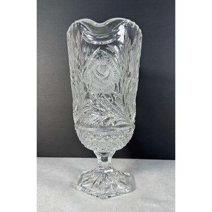 Bleikristall Lead Crystal Footed Pitcher 10 3/4" Frosted Roses Hand-Cut