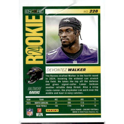 Devontez Walker 2024 Panini Encore #228 RC Baltimore Ravens