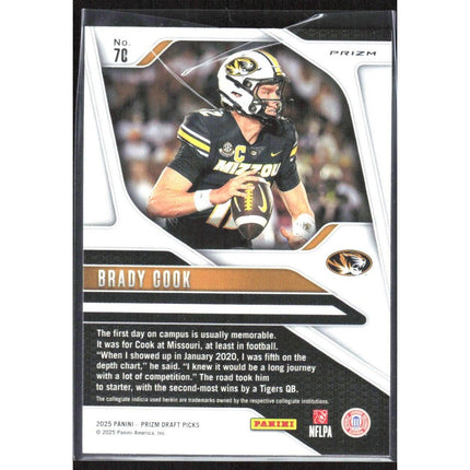 Brady Cook 2025 Panini Prizm Draft Picks Prizms Gold Ice #70 Missouri Tigers