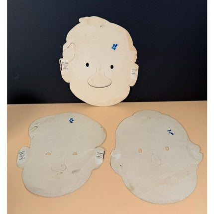 Par-T-Masks Junior Nebb Mr. Nebb Mrs. Nebb Die-Cut Cardboard Vintage Masks 3pc