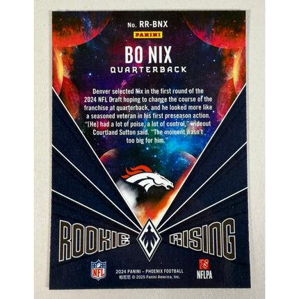 2024 Panini Phoenix Bo Nix RC #RR-BNX Rookie Rising Insert Broncos
