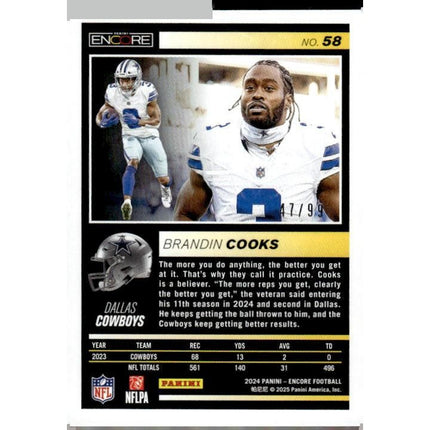 Brandin Cooks 2024 Panini Encore Orange #58 SN Dallas Cowboys