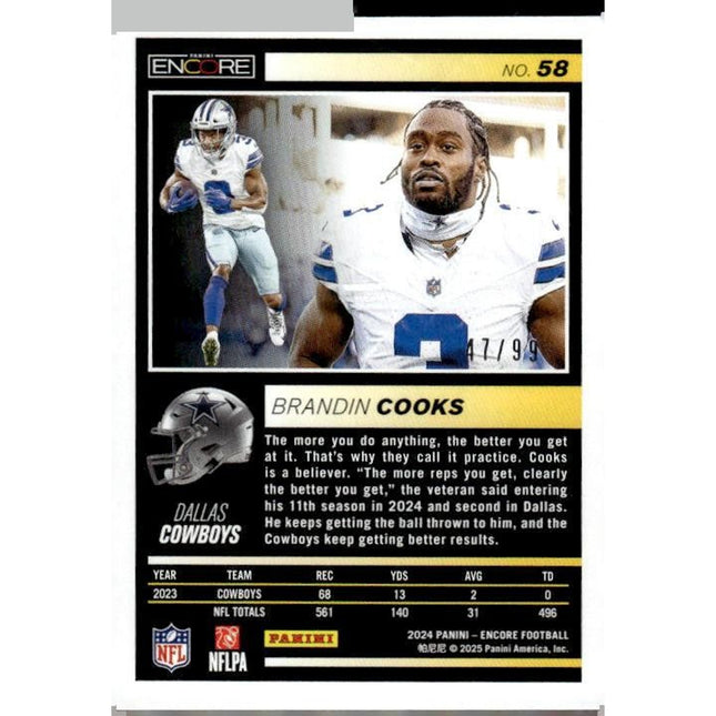 Brandin Cooks 2024 Panini Encore Orange #58 SN Dallas Cowboys