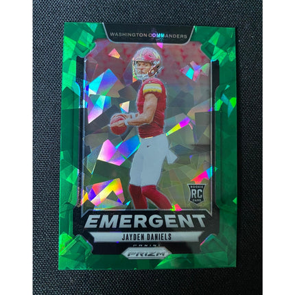 Jayden Daniels 2024 Panini Prizm #2 Emergent Green Ice Rookie RC Card Commanders