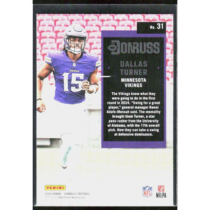 Dallas Turner 2024 Donruss Retro 1994 #31 Minnesota Vikings