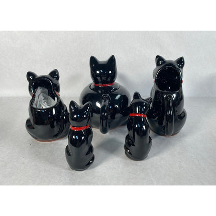 1951 Shafford Redware Black Cat Serving Set – Coffee Sugar Creamer Salt & Pepper