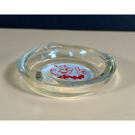 Vintage Reddy Kilowatt Glass Round Ashtray 4.5" Advertising Collectible