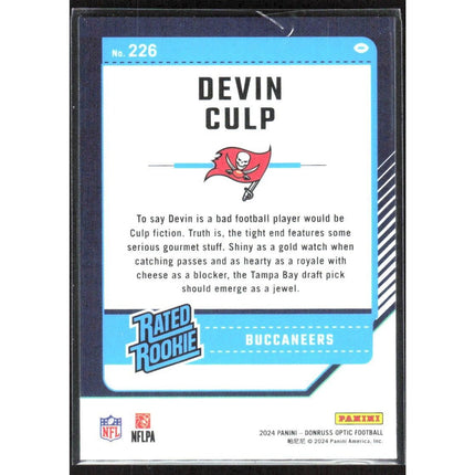 Devin Culp 2024 Donruss Optic #226 RC Tampa Bay Buccaneers