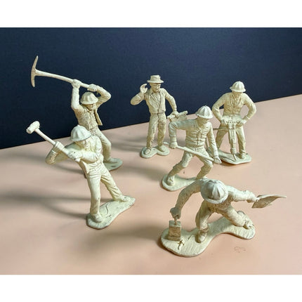 Marx 3" Plastic Construction Workers Group of 6 Vintage Toy Figures