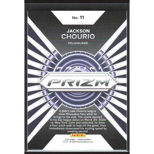 Jackson Chourio 2024 Panini Prizm Hype #11 Milwaukee Brewers