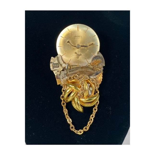 1993 JJ Jonette Handcrafted Watch Timepiece Brooch – 2.5" Vintage Pin