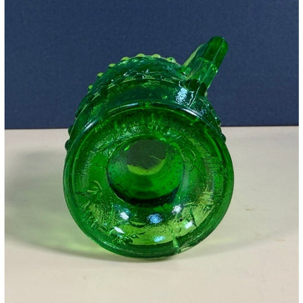 Vintage Green Uranium Glass Footed Pitcher Creamer 3.5"