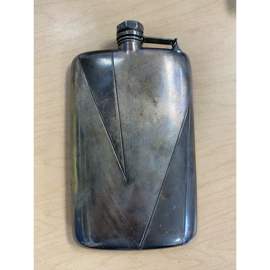 Art Deco Shadow Silverplate Flask