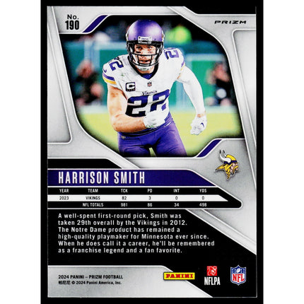 Harrison Smith 2024 Panini Prizm Black and White Checker #190 Minnesota Vikings