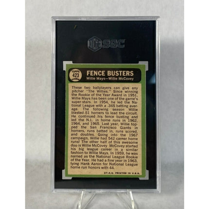 1967 Topps Fence Busters #423 Willie Mays & Willie McCovey SGC 6.0 – HOF Giants