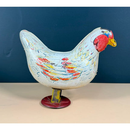 Vintage Wyandotte Tin Lithograph Chicken Egg Laying Marble Toy Working
