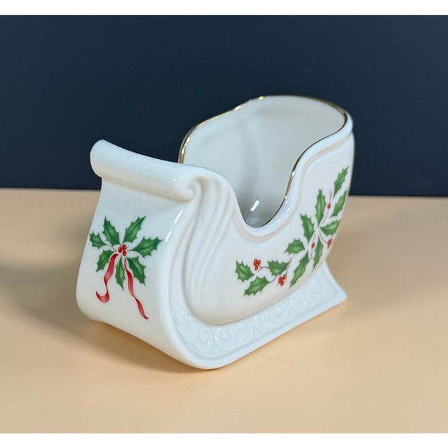 Lenox Santa Sleigh Holiday Porcelain Figurine Collectible 5"