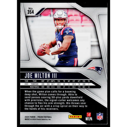Joe Milton III 2024 Panini Prizm #354 RC New England Patriots