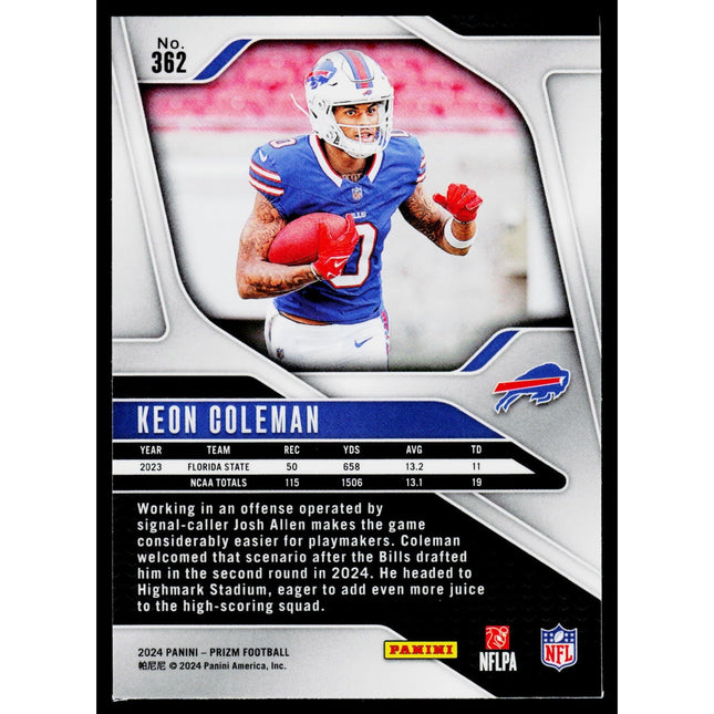 Keon Coleman 2024 Panini Prizm #362 RC Buffalo Bills