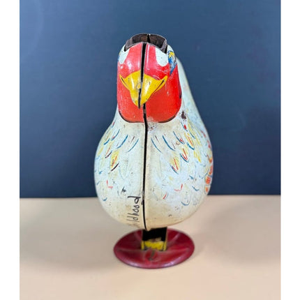 Vintage Wyandotte Tin Lithograph Chicken Egg Laying Marble Toy Working