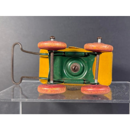 Baby Buggy Carriage Pressed Steel & Tin Wooden Toy 1940s Vintage Collectible