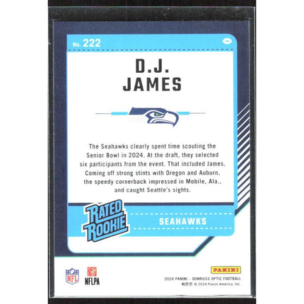 D.J. James 2024 Donruss Optic #222 RC Seattle Seahawks