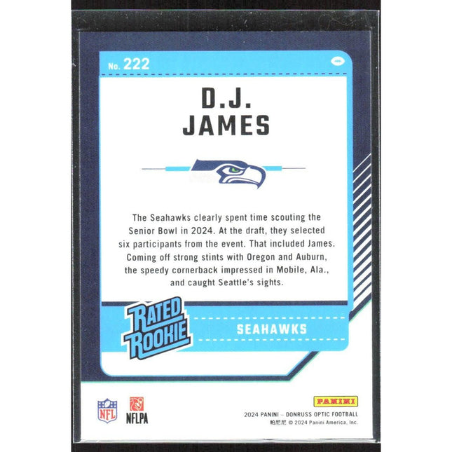 D.J. James 2024 Donruss Optic #222 RC Seattle Seahawks