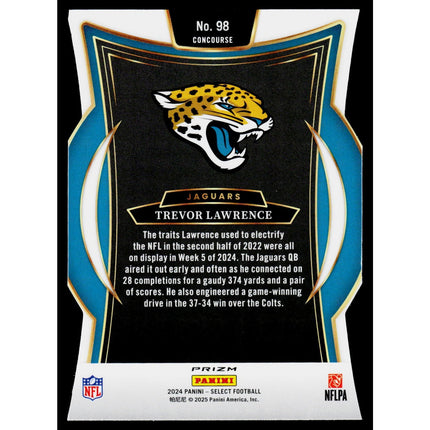 Trevor Lawrence 2024 Panini Select #98 Silver Prizm Diecut RC Card Jaguars