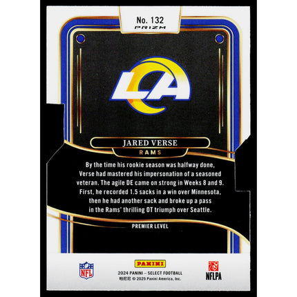 Jared Verse 2024 Panini Select Silver Prizm Die Cut #132 RC Los Angeles Rams