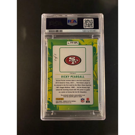 Ricky Pearsall 2024 Optic FYF-RPL 49ers First Year Fresh Relic Gold Vinyl 1/1 PSA 6