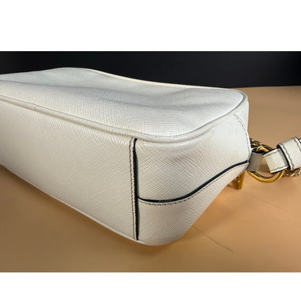 Prada White Vitello Crossbody Camera Bag IBH149 w/ Dust Bag MSRP $1500
