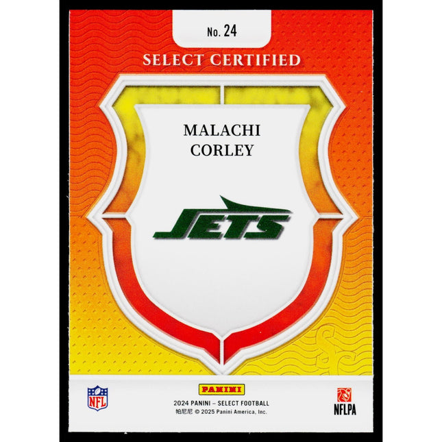 Malachi Corley 2024 Panini Select Select Certified Rookies #24 New York Jets