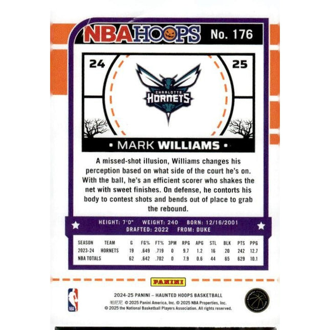 Mark Williams 2024-25 Hoops Haunted Hoops Slime #176 Charlotte Hornets