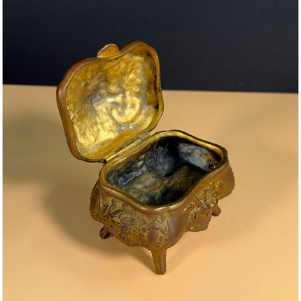 B&H Gold Cast Jewelry Box 4.5" Vintage Trinket Box Vanity Collectible