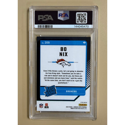 2024 Donruss Optic Green Hyper RC Bo Nix #209 PSA 9