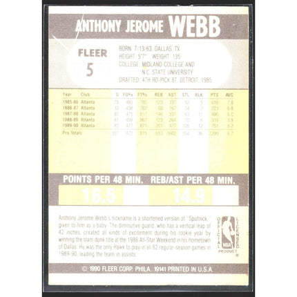Spud Webb 1990-91 Fleer #5 Atlanta Hawks