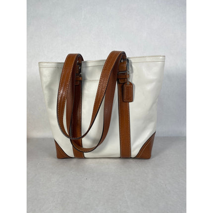 Coach Hampton Leather Bucket Tote Shoulder Bag F11201 Off White/Tan MSRP $398