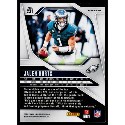 Jalen Hurts 2024 Panini Prizm Lazer #231 Philadelphia Eagles