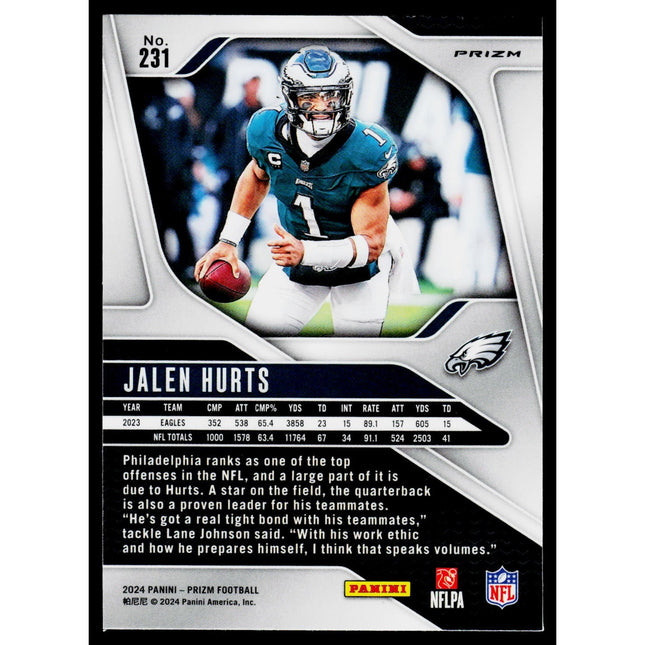 Jalen Hurts 2024 Panini Prizm Lazer #231 Philadelphia Eagles