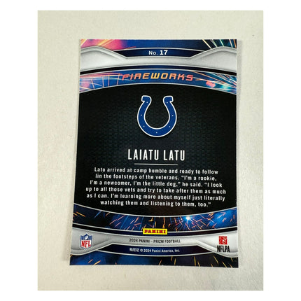 2024 Panini Prizm Laiatu Latu RC #17 Fireworks Rookie Insert Colts