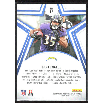 Gus Edwards 2024 Panini Rookies & Stars #55 Los Angeles Chargers