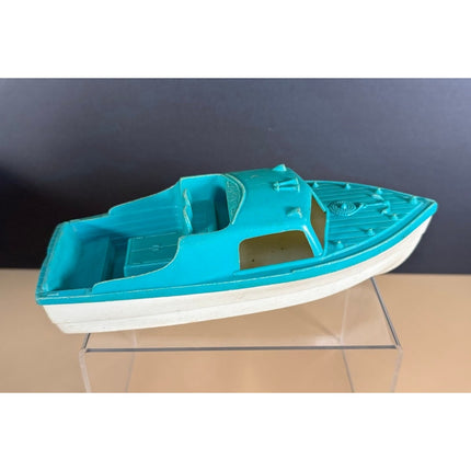 Vintage Hubley Plastic 8" Cabin Cruiser Toy Boat Classic Speedboat Collectible