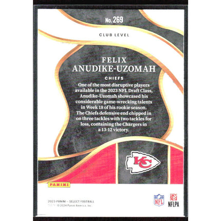 Felix Anudike-Uzomah 2023 Panini Select Silver Prizms Die Cuts #269 RC Chiefs