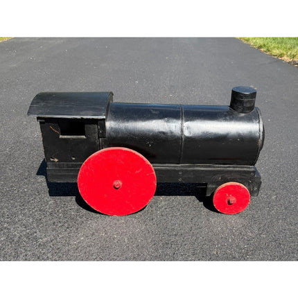 Handmade Wooden Train Engine Locomotive Folk Art Toy Display Piece 29"