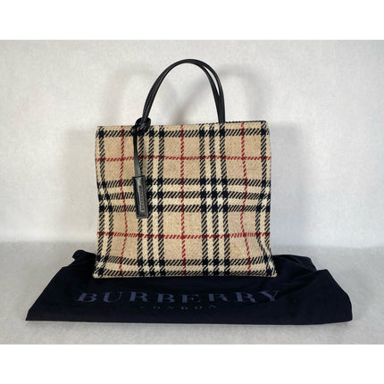 Burberry Plaid Wool Tote with Dust Bag  Entrupy Authentication MSRP $350