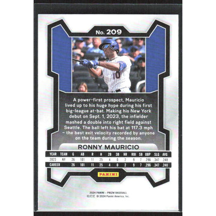 Ronny Mauricio 2024 Panini Prizm #209 New York Mets